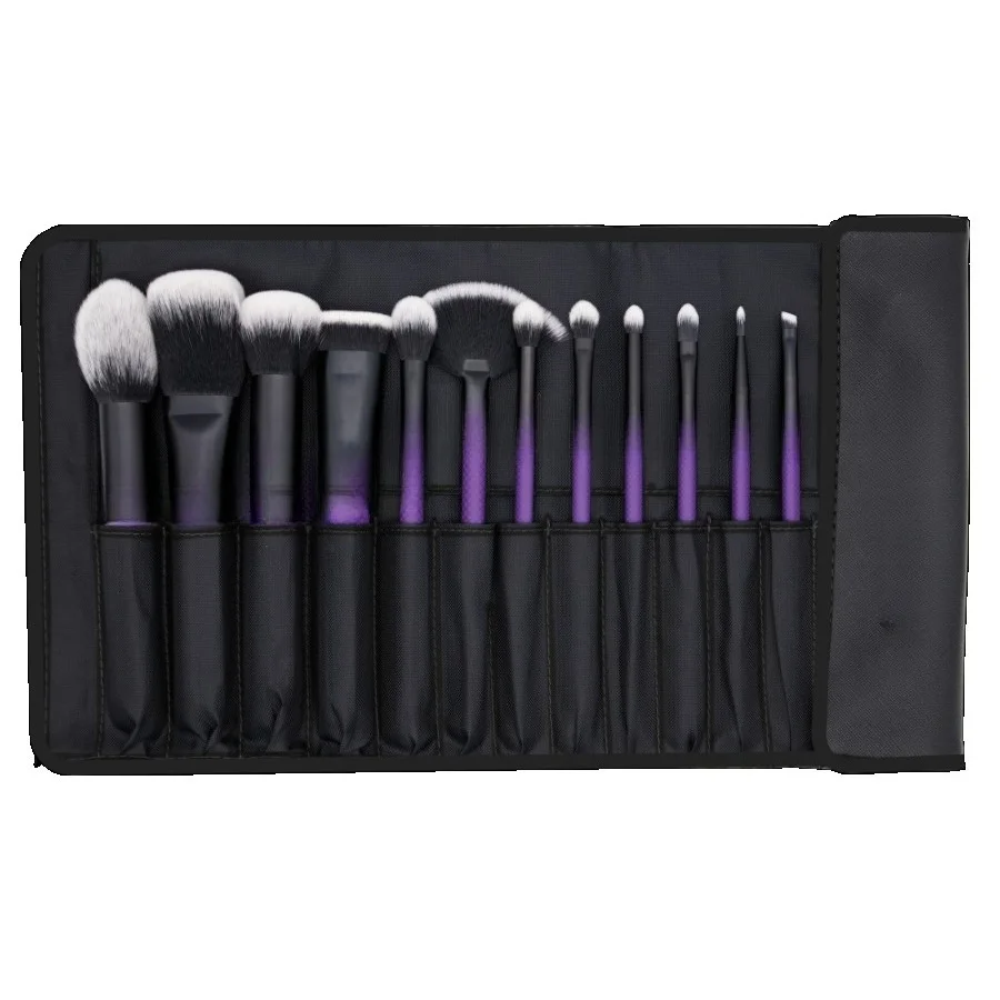 

Фиолетовый набор кистей для макияжа из 13 предметов с прочными, водонепроницаемыми, текстурированными ручками для легкого применения. Набор кистей для макияжа