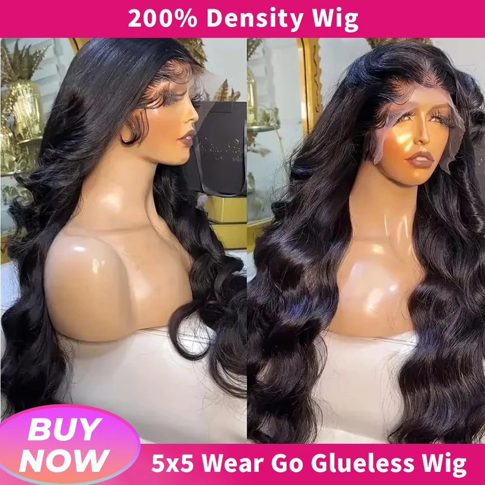 

13x4/13x6 Lace Front Wig Middle Part Body Wave Daily Natural Black Human Hair Trsnaparent Lace Frontal Wigs 200 Density