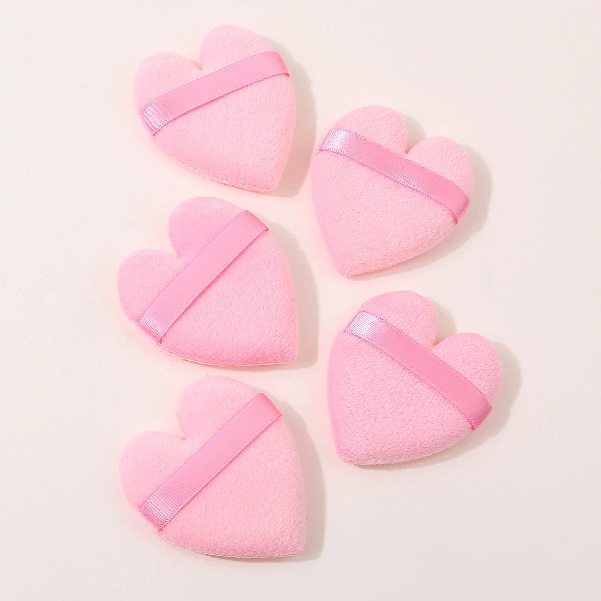 5Pcs Heart‑Shaped Makeup Puffs,Reusable Face Makeup Puff Setting Powder,Daily Makeup,Foundation Base Application