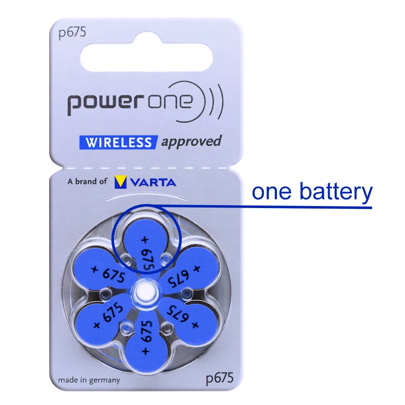 60pcs Powerone Zinc Air Hearing Aid Batteries 675 a675 PR44 P675 Cell Button Battery 1.45V for BTE Super Power Hearing Aids