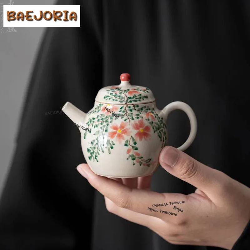 Hand-painted Lingxiao Flower Teapot Elegant Tea Infuser Pot Household Tea Brewing Kettle With Filter Tea Ceremony Collection