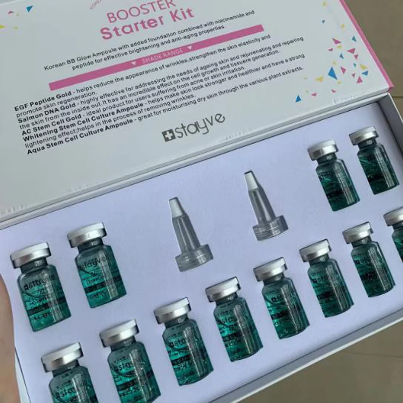 เซรั่มบีบีโกลด์แอมพูล สูตรผิวกระจ่างใส AC Stem Cell สไตล์เกาหลี Stayve ผสมไนอะซินาไมด์และวิตามินอี ชุดเริ่มต้นบำรุงผิวหน้า ชุ่มชื้น ใช้ได้ทุกวัน