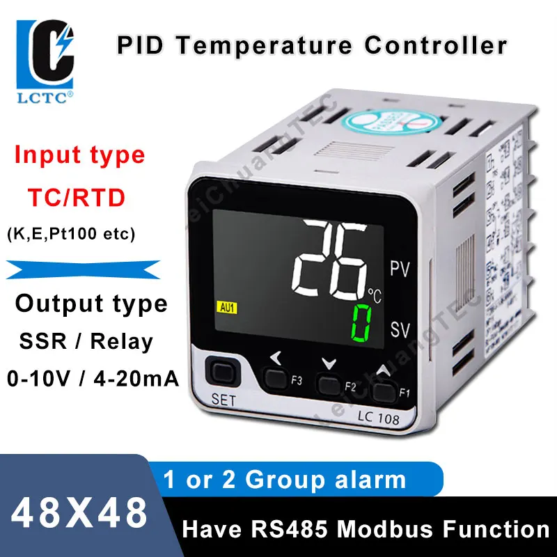 TC/RTD K E J PT100 multi input LCD digital intelligent pid temperature controller 48x48mm, SSR/Relay/4-20mA/0-10V output