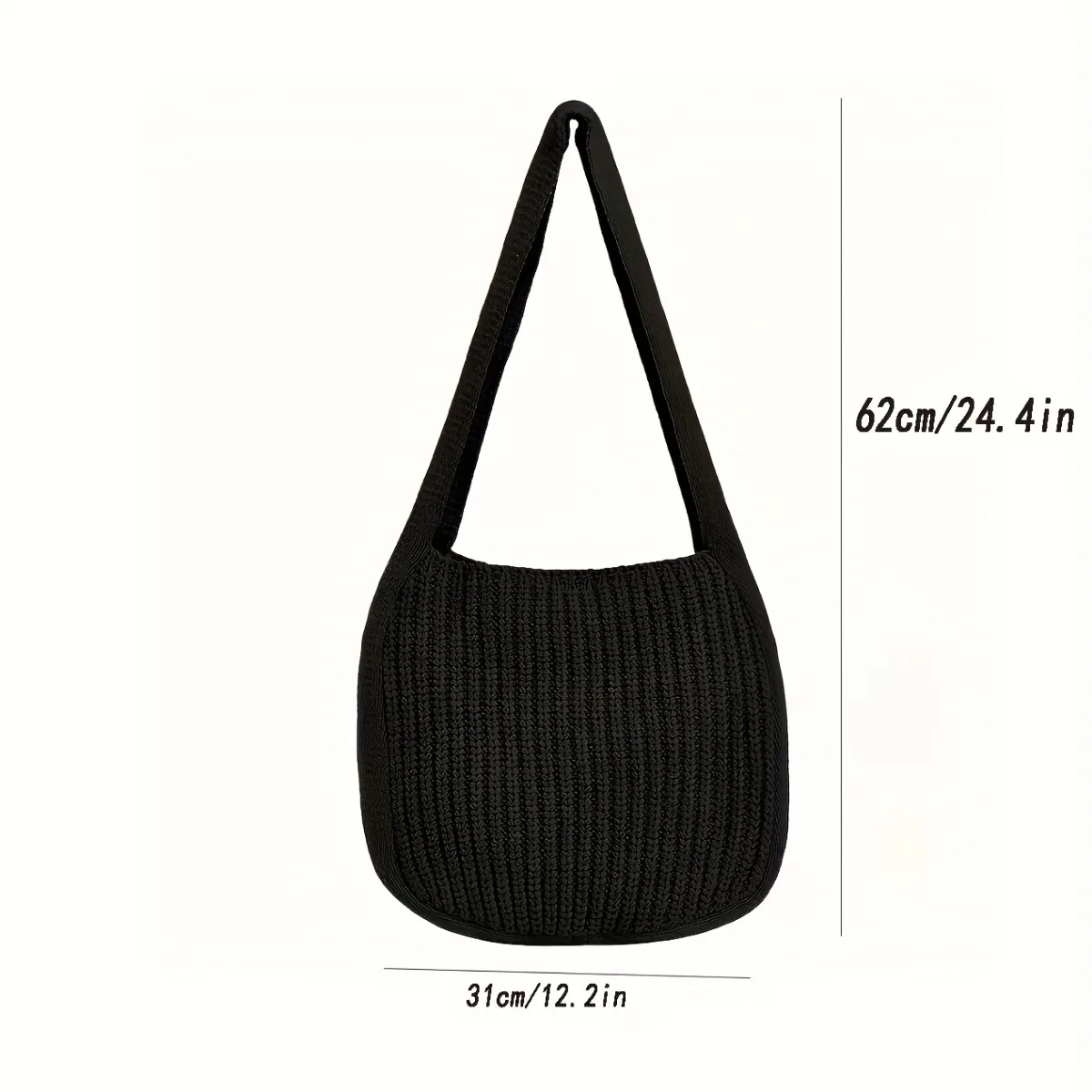 Bolso de mano de ganchillo para mujer, bolso de hombro de punto Simple, bolso cruzado de fibra química de gran capacidad, bolsos elásticos de Color sólido