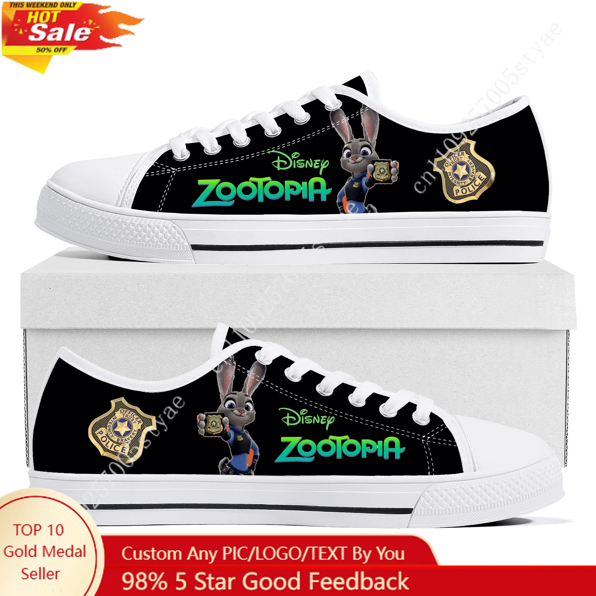

Disney Zootopia Judy Hopps Officer Low Top Lightweight Flat Sneakers Mens Womens Canvas Casual Shoes