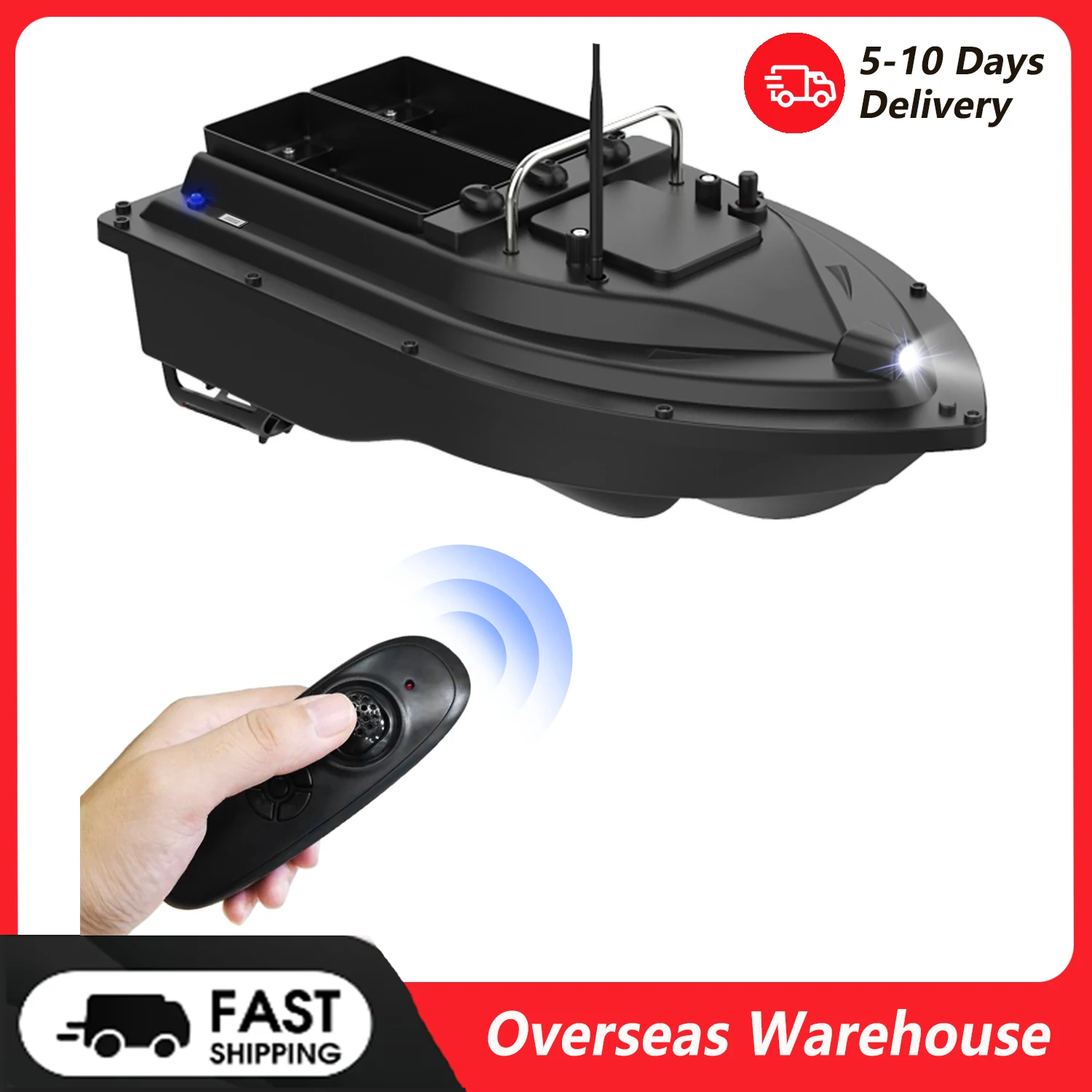 Wireless Remote Control Fishing Bait Boat with Double Bait Containers Fish Feeder Device with 400-500m Remote Range