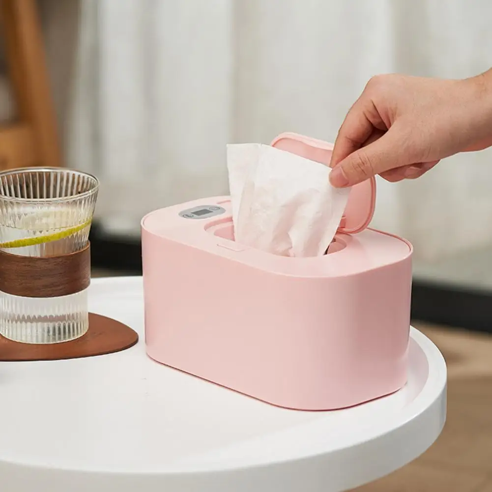 Organizador de lenços umedecidos para bebês, aquecedor de fraldas com temperatura ajustável, operação com uma mão, caixa de armazenamento de grande capacidade para lenços umedecidos