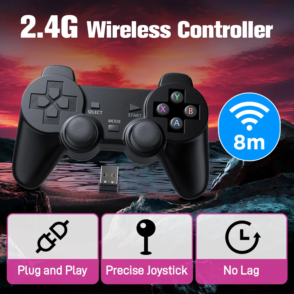 

2.4G Wireless Controller Gamepad 360° Joystick for Win PC/Laptop/Retro Game Console/Android TV Box/Game Hard Drive Plug and Play