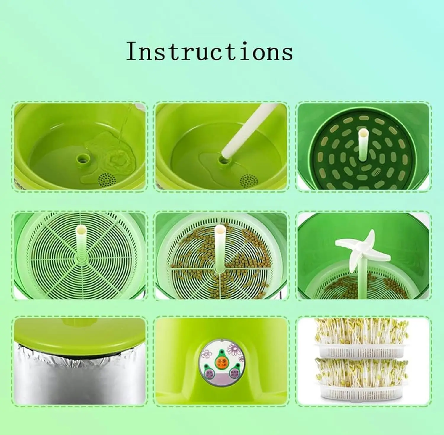 Bean Sprout Machine Electric Seed Germinator Constant Temperature Green Vegetable Seedling Growth Bucket Grain Seed Cultivator