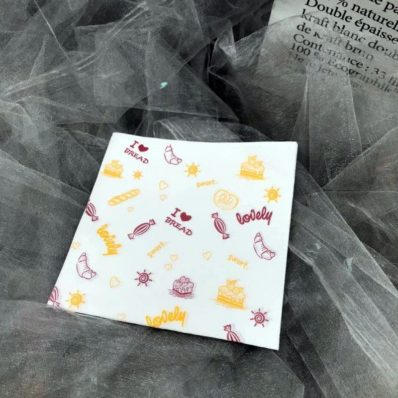 10pcs Cute Bento Cake Box Pad Food Grade Paper Bread Hamburg Cake Oil-Proof Wrapping Paper Baking Tool Kitchen Accessories