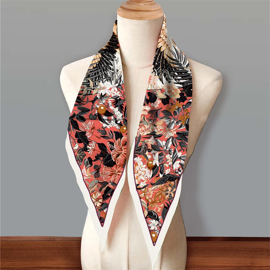 Diamond Scarf Foreast Birds Print Brand Silk Scarves Wraps Women Luxury Bandana Headband Lady Hijabs Foulards Neckerchief Shawls