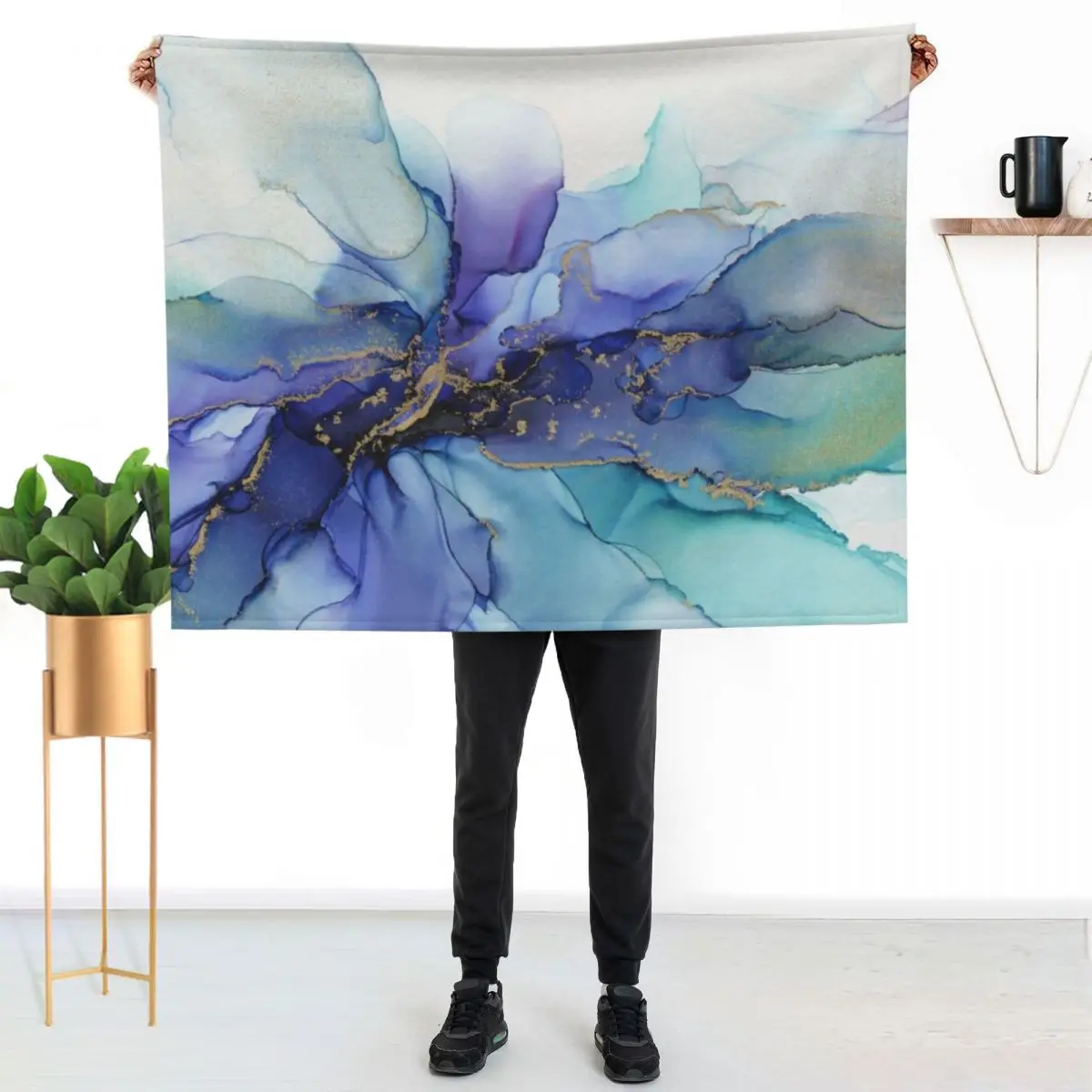 

Electric Wave Violet Turquoise Ink - Part 4 Throw Blanket Soft Breathable Blanket for Night Sleeping