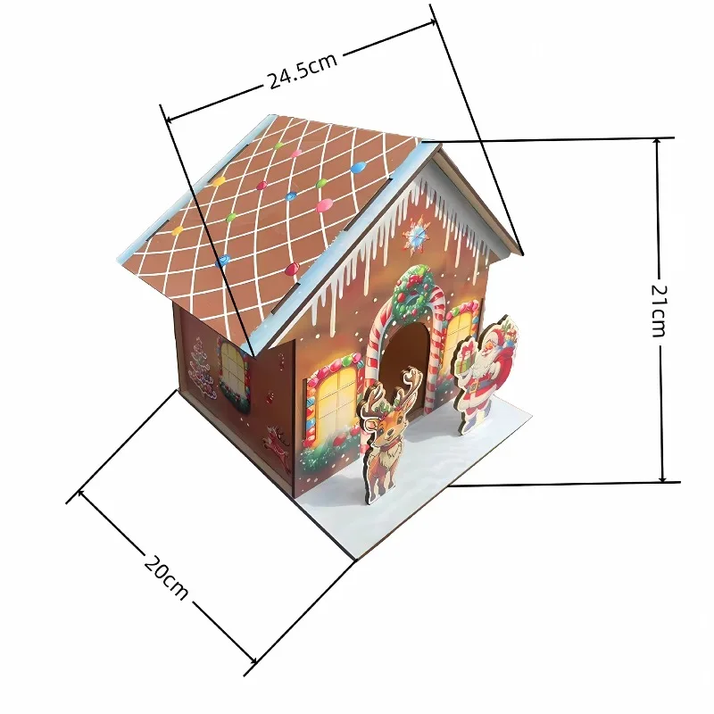 Wooden Christmas House Creative Home Living Room Christmas Tabletop Home Ornament Gifts