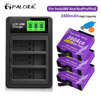 PALO 2400mAh Battery for Insta360 Ace Pro Ace+LCD Charger for Insta360 Ace Pro 2 Battery Accessories Insta360 Ace Pro Action