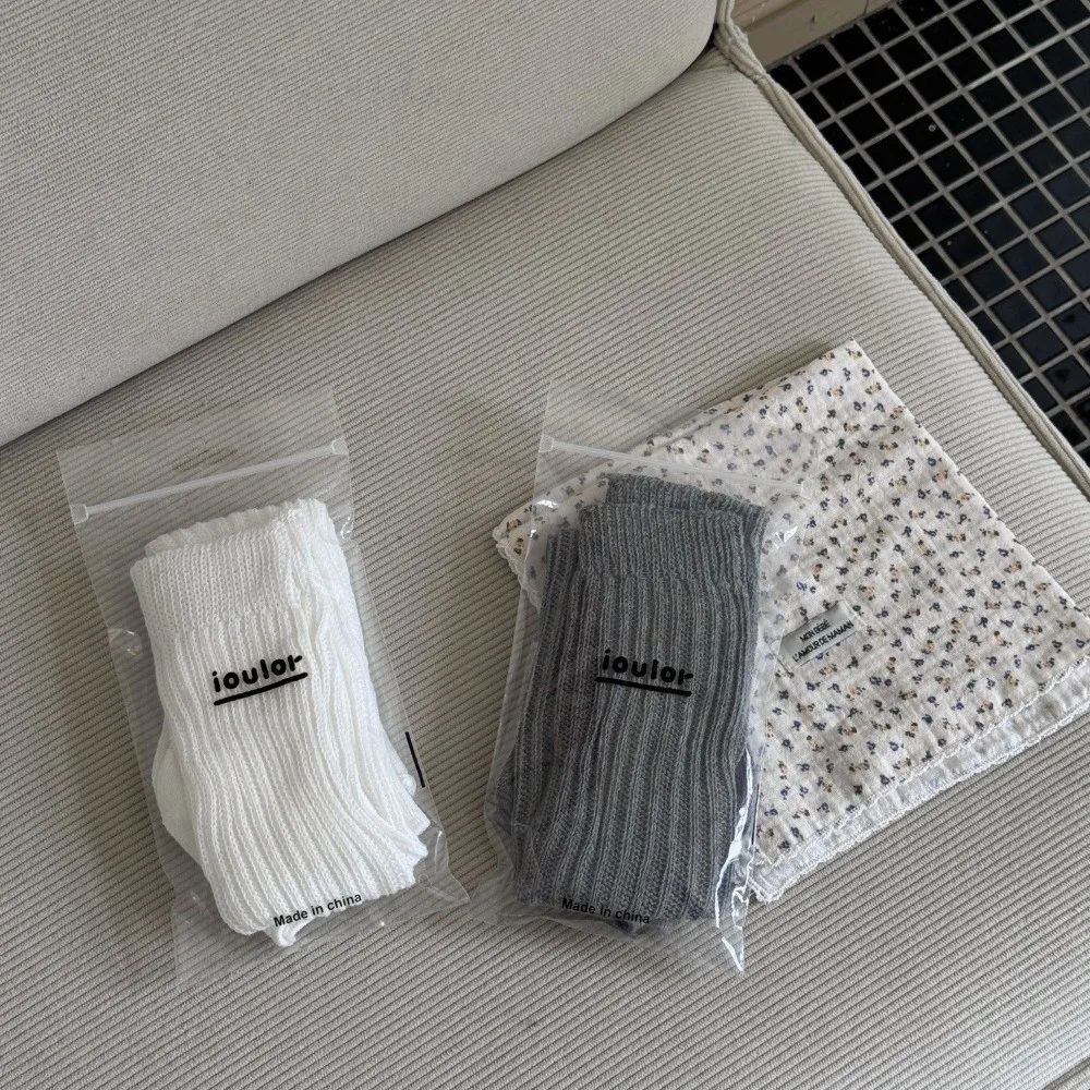 Solid Color Leg Warmers Loose Fit Knitted Texture Knitted Leg Sleeves Breathable Fabric Slouch Stacked Design Loose Long Socks