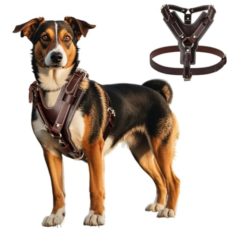 

Leather Dog Harness Heavy Duty Dog Harness for Large Dogs Soft Dog Vest with Adjustable Straps for Large Extra Large Dogs Vest