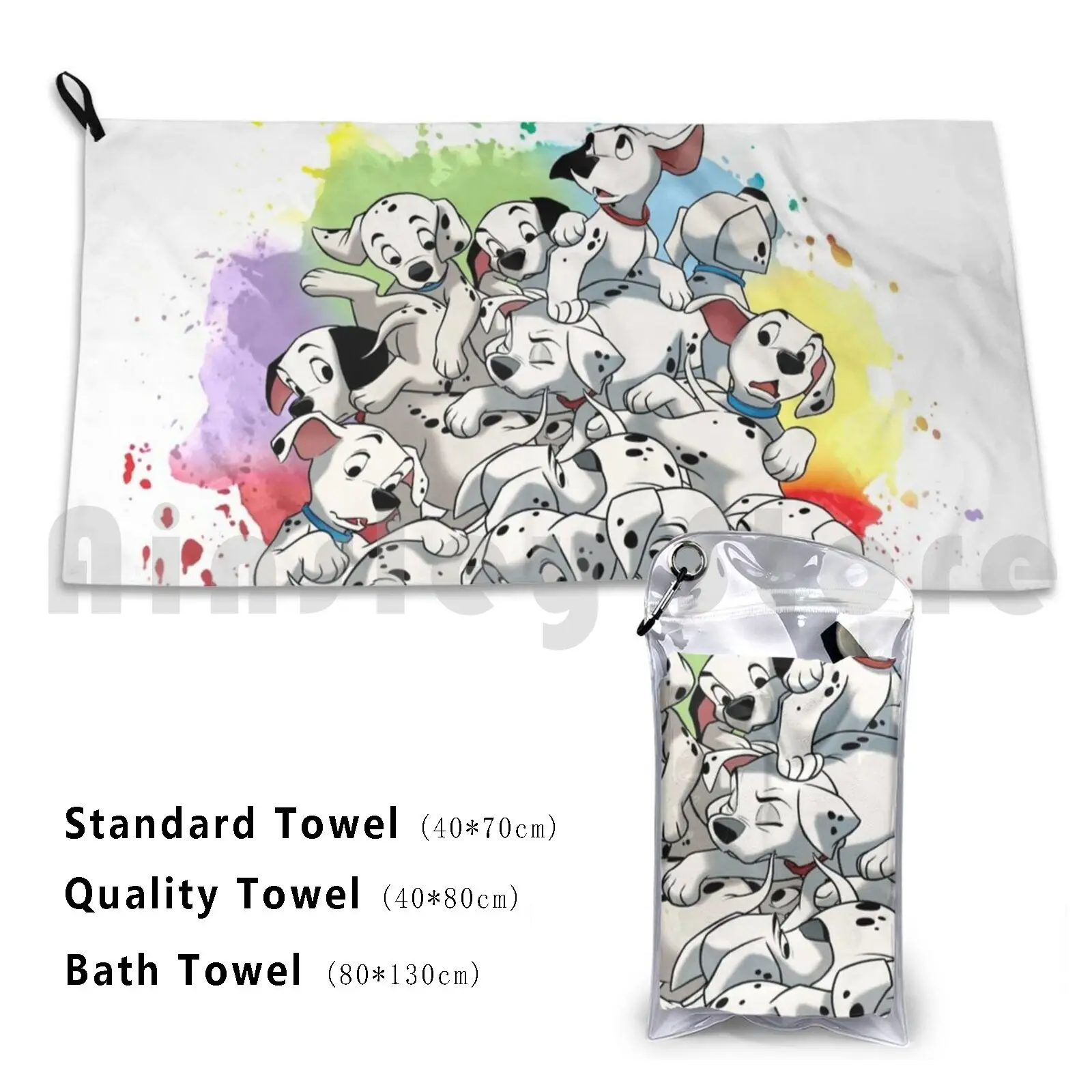 Dalmatian Puppies Custom Towel Bath Towel Dalmatian Dogs Puppies Watercolor Acuarela Color