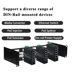 19 Inch 2U Adjustable DIN Rail Chassis Bracket Aluminum  Shelf for Ethernet Switch Industrial DIN-Rail Device 19in DIN Kit