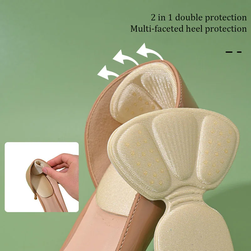 Calcomanías para tacones Tacones altos Almohadillas de protección para el talón Anti-dolor Anti-desgaste Anti-caída No Talón Almohadilla de tamaño medio Insertos para mujeres Forma de T 2 en 1