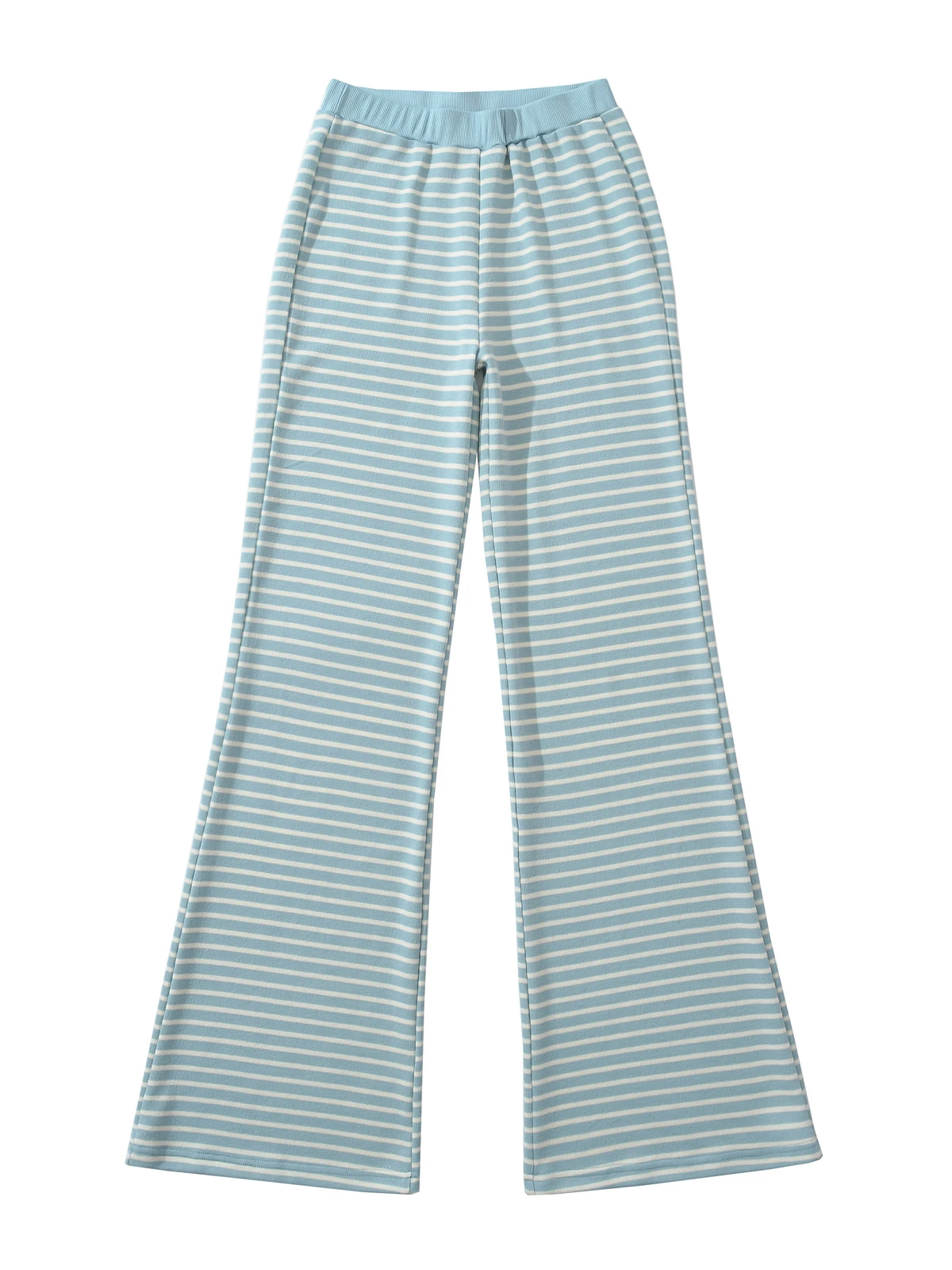 Women's Faion High Waist Stripe Vest Top with Chest Pad Casual Pants Two-Piece Set Cotton ort Sve round Ne Suit