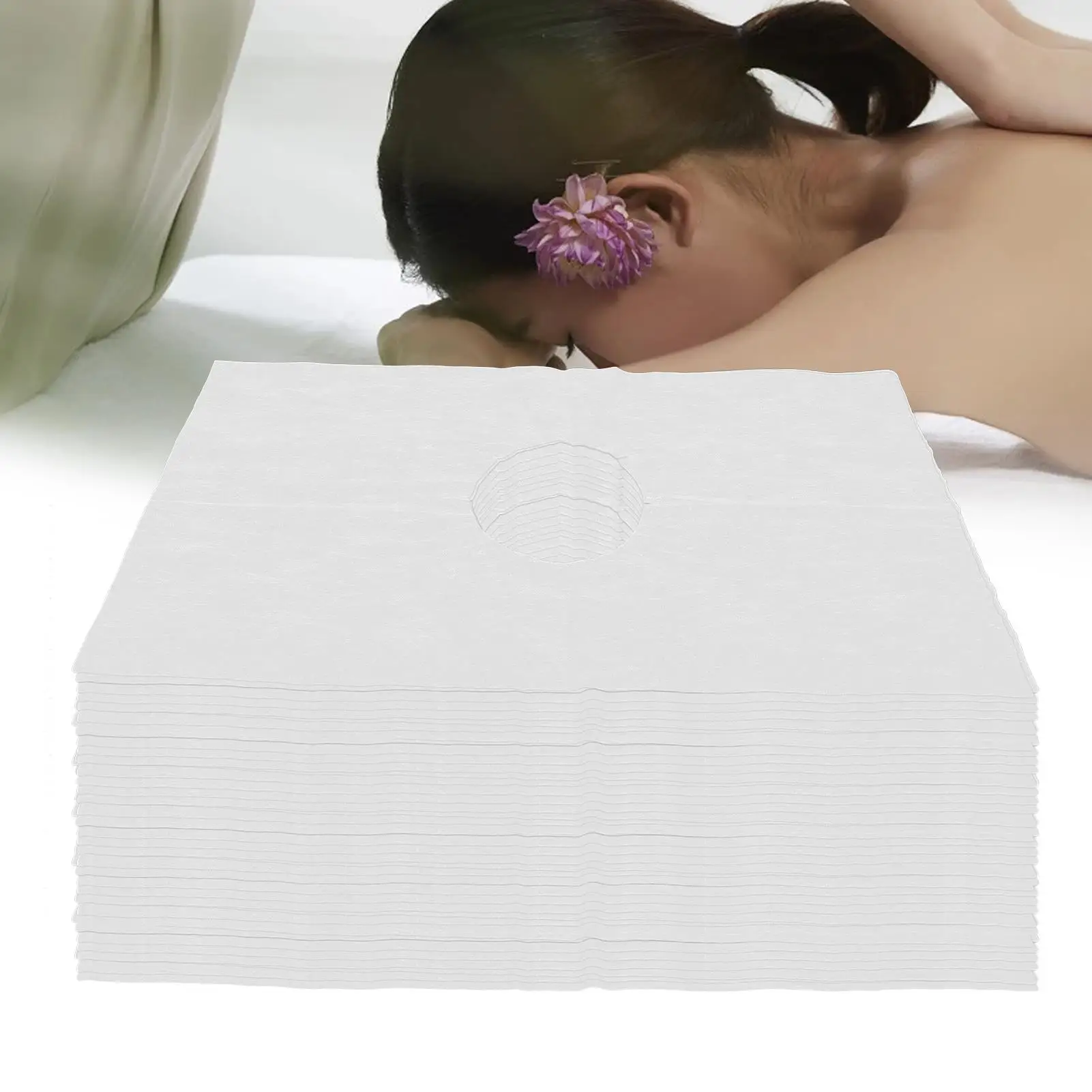 미용실 사용을 위한 마사지 침대를 위한 통기성 일회용 얼굴 받침대 커버 둥근 구멍 디자인