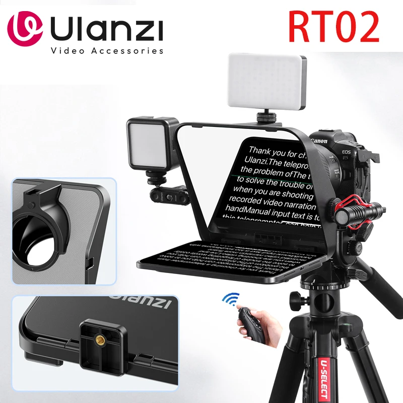 Ulanzi Teleprompter Monitor for Camera iPhone 12 13 14 Pro Max Sony Canon Nikon DSLR Mini Portable Telepromopter for Smartphone