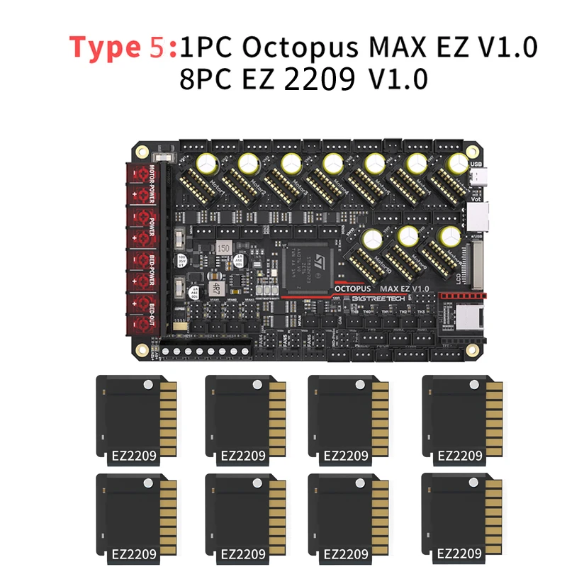 Bigtreetech Octopus Max Ez V1.0 Btt Moederbord Upgrade Octopus Pro 3d Printer Onderdelen Tmc5160 Tmc2209 Voor Voron 2.4 Kits Corexy