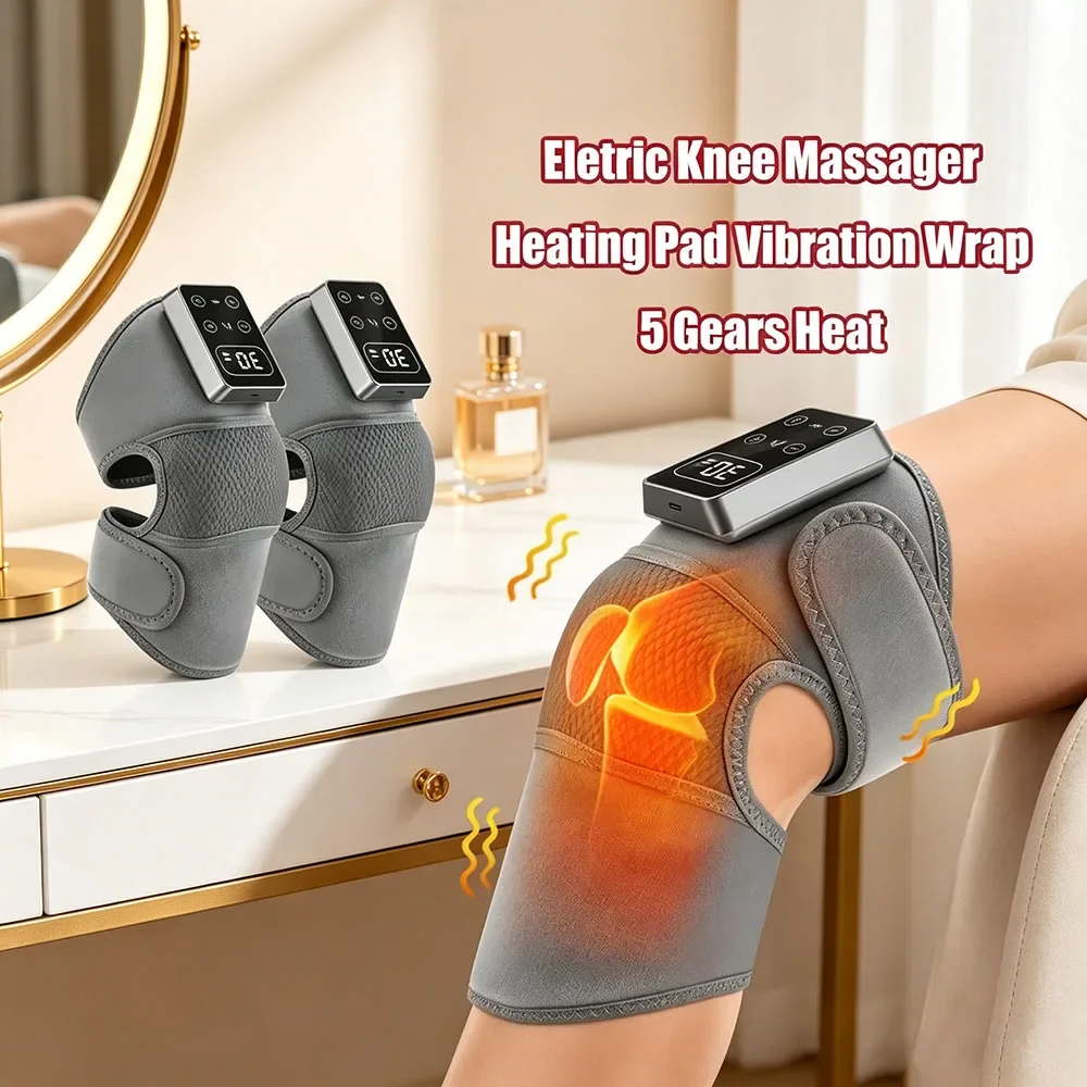 New Arrival Electric Knee Massager 5 Levels Hot Compress 3 Vibrations Shoulder Elbow Massage Brace Knee Protection Health Care