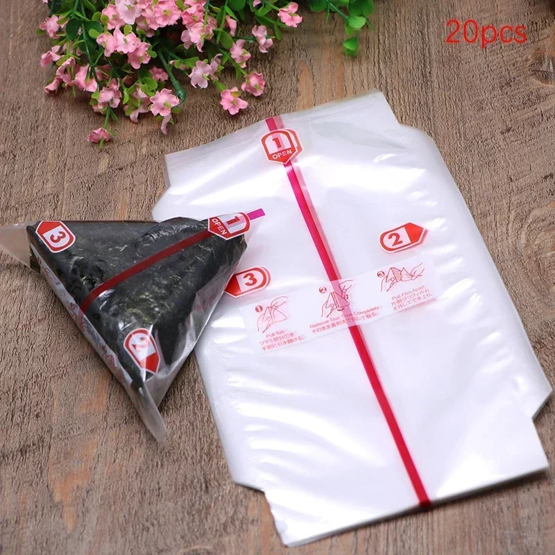 Image of 20/50 Stück Doppelschicht Dreieck Onigiri Algenverpackung Lebensmittelqualität Kunststoff Einweg Sushi Sandwich Verpackungsbeutel