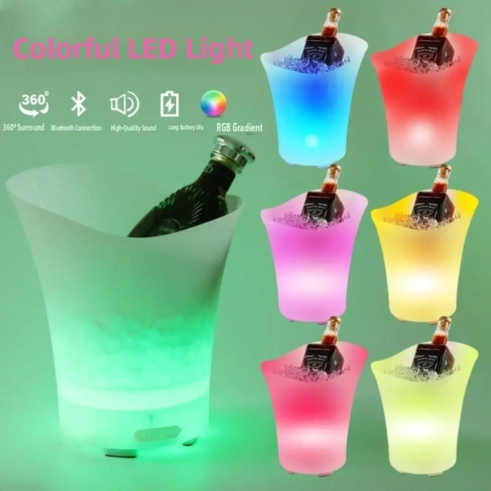 

5L 7L LED Ice Bucket with Bluetooth speaker Colorful Radiant Wine Champagne Beer Cooler Plastic Barware RGB Beer Bucket