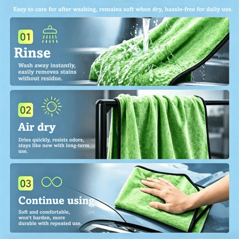 Super Absorbent Car Drying Towel Scratch-Free Double-Sided Auto Detailing Rag Large Size Twist Loop Car Cleaning Towel
