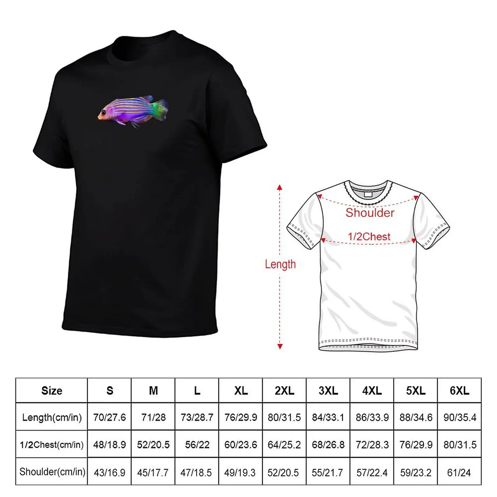 Sixline Wrasse saltwater coral reef fish sweater T-Shirt anime figures graphic t shirts anime stuff t shirts for men cotton