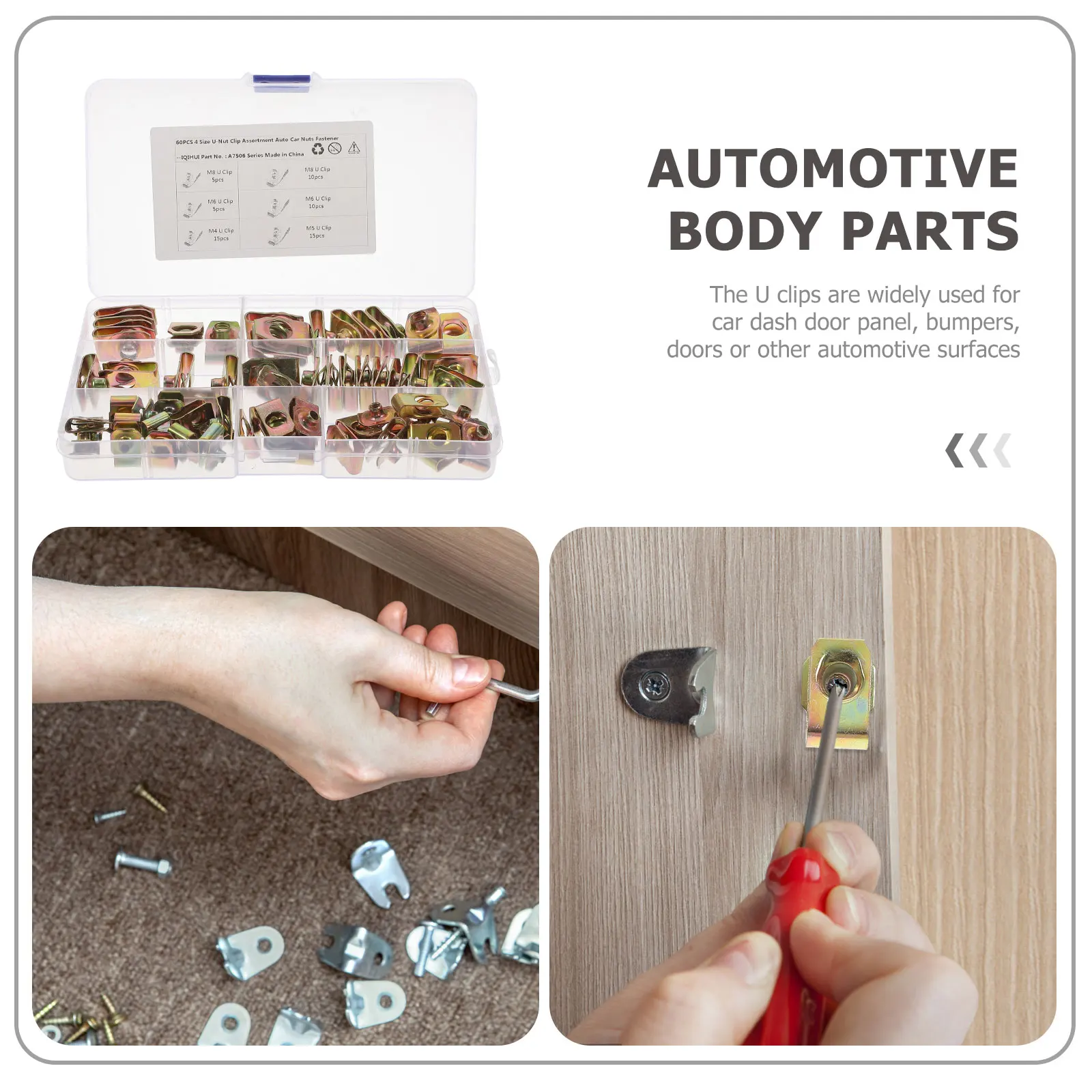

60 Pcs Cleat Nut Automotive Clip-on Nuts Automobile Metal Clamp 65 Manganese Steel Clips Body Panel Fasteners
