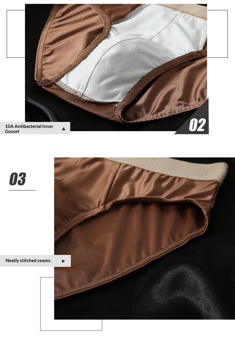 Herren Eisseide Boxershorts 4er-Pack Weiche Glatte Tägliche Unterwäsche in Verschiedenen Farben Flache Ecken Unterhose – Detail 8