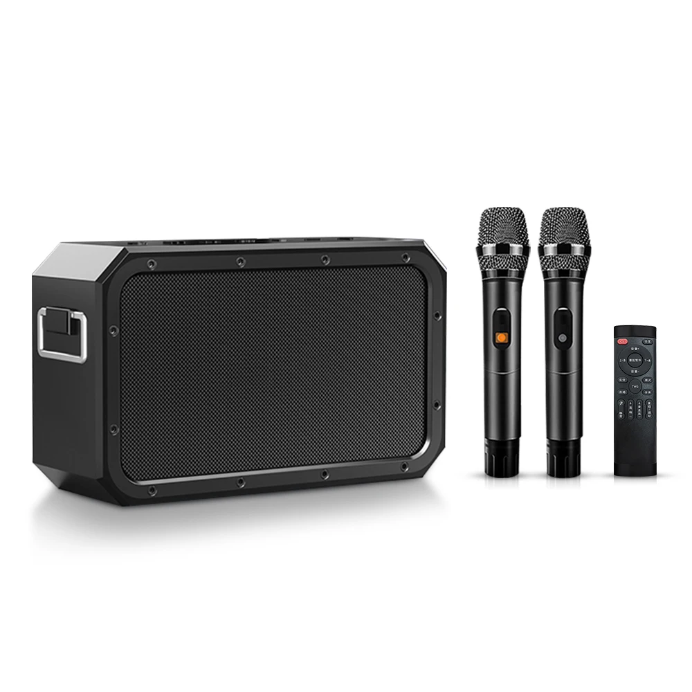 

Outdoor Portable Karaoke Speaker, with Dual Microphone/remote Controller, Double Bass Metal Diaphragm, TWS Interconnect
