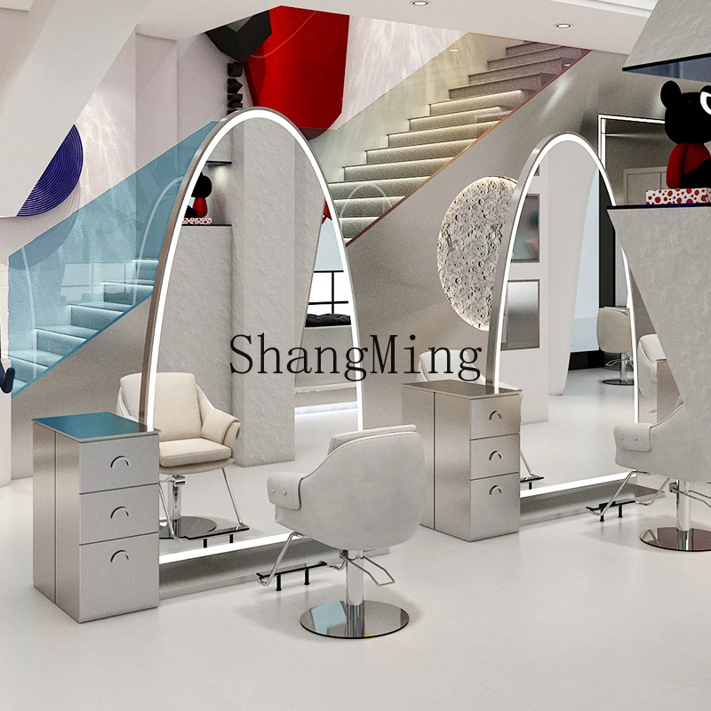 

ZYY high-end Internet celebrity hair salon mirror table hair salon simple barber shop floor double-sided hair cutting mirror