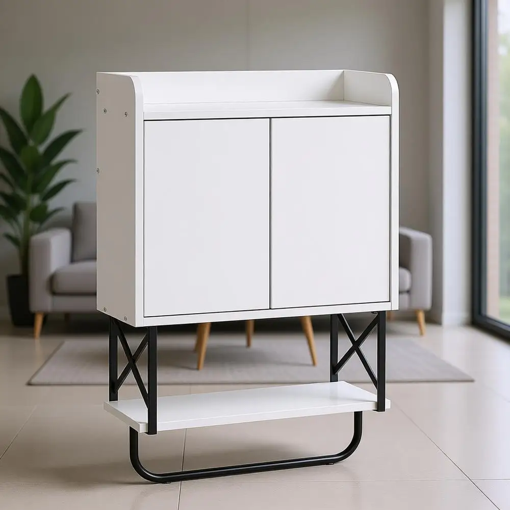 

Double Mirrored Wall Cabinet with Hidden Storage, Towel Bar, Detachable Shelves for Bathroom or Living Room, White