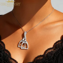 2025 Luxury 925 Silver Sterling Iced Out Bling Cz Paved Horse Hoof Pendant Horseshoe Bit Necklace Women Fashion Jewelry