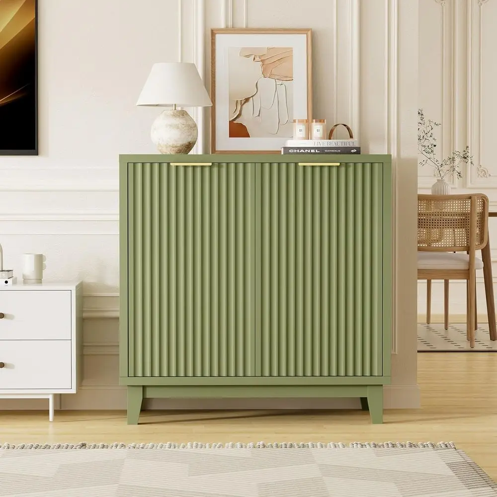 

Mid-Century Style Accent Cabinet with Storage, Adjustable Shelves, for Living Room, Kitchen, Entryway in Green