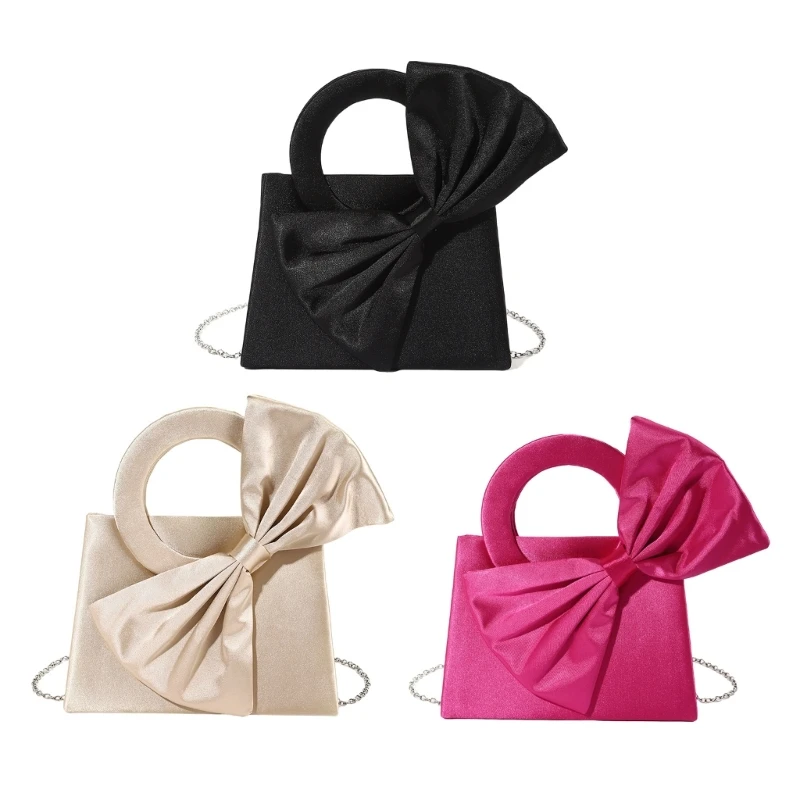 

Large Bows Decorated Handbag for Evening Event Women's Statement Clutch 066F