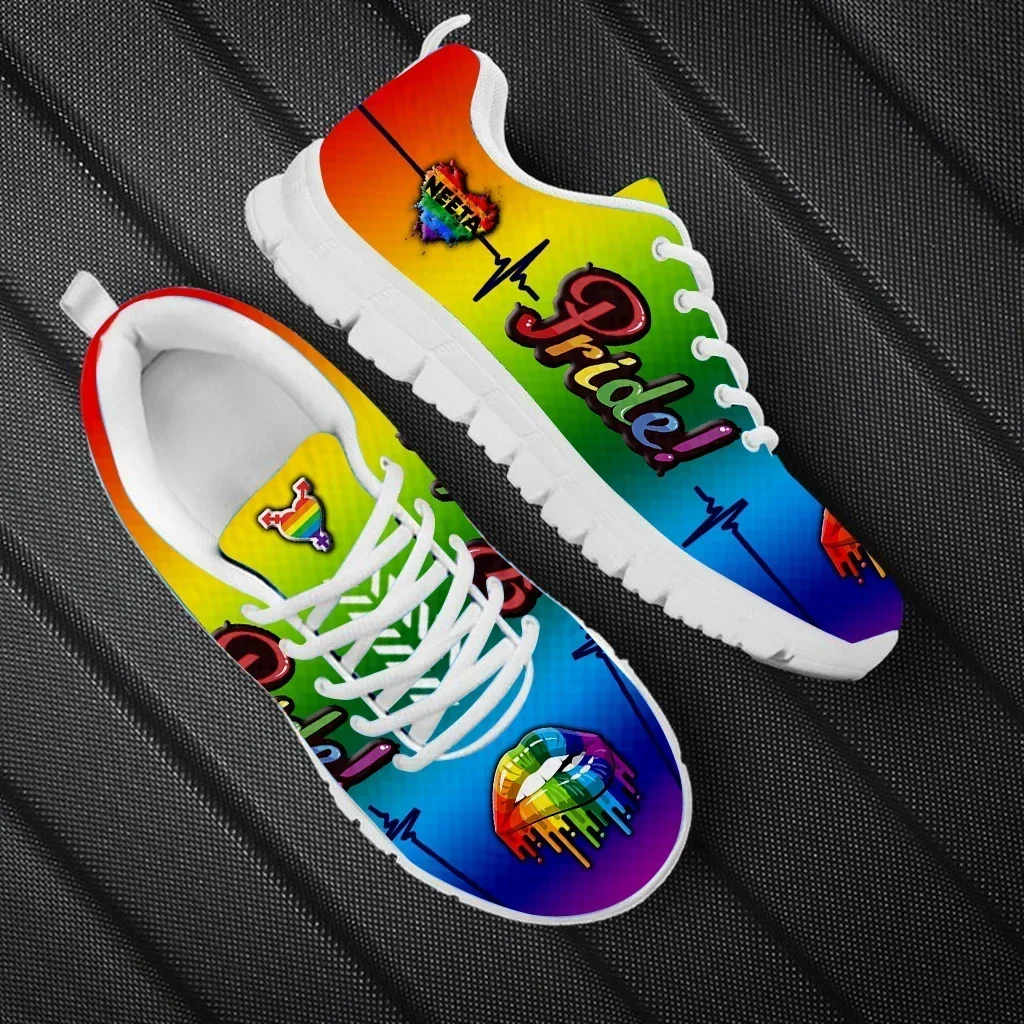 

Модные кроссовки с радужным дизайном в стиле LGBT Pride, удобные для спортзала, улицы, бега и ходьбы, новые повседневные вулканизированные кроссовки на плоской подошве