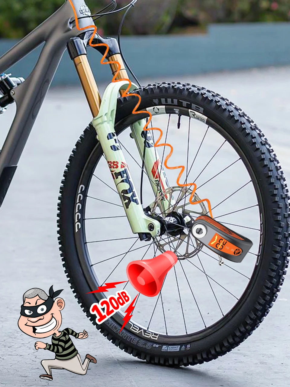 AliExpress UK Rockbye Motorcycle Alarm Disc Brake Lock Rechargeable Anti-theft Lock Bike Lock Waterproof 120db Motorcycle Security Padlock
