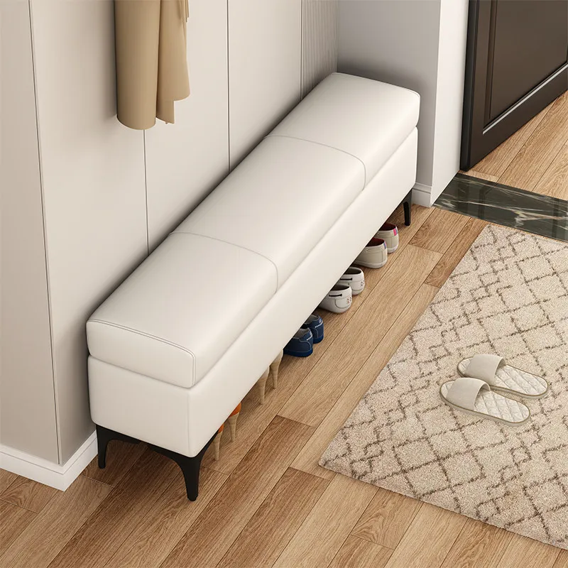 Ultra Narrow Shoe Bench Entryway Storage Stool, High Density Sponge Ottoman, Clothing Shop Rest Long Seat,Extra Solid Wood Frame