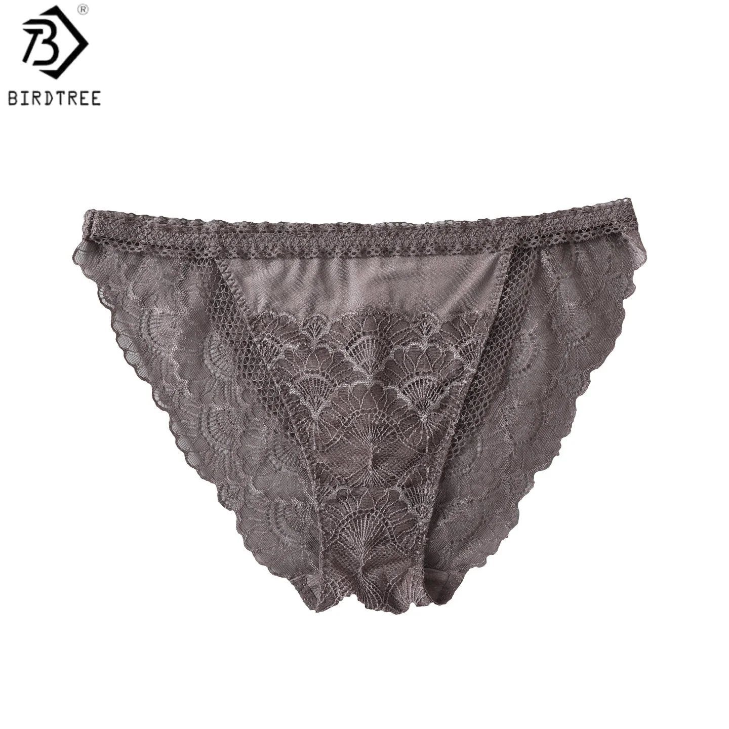 

Трусики-брифы Birdtree, 2 шт., 100% натуральный шелк, кружевные, женские, с низкой посадкой, мягкие, дышащие, однотонные, сексуальные, новинка весны 2026, A61913JF