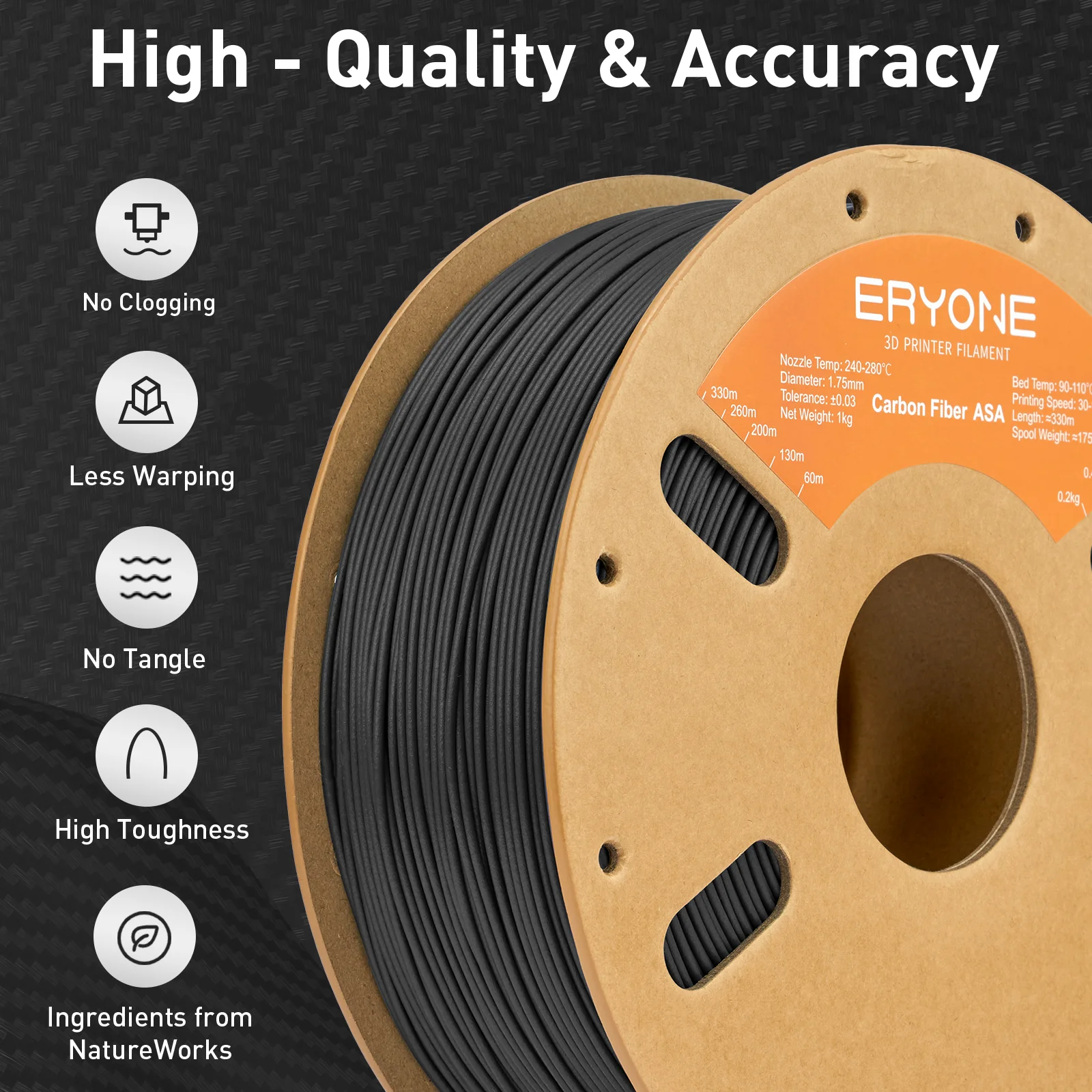 ERYONE ASA Carbon Fiber 10KG Premium Filament 1.75mm 3D Print, Multicolor Available,ASA Carbon Fiber Big Sale,1KG /Spool