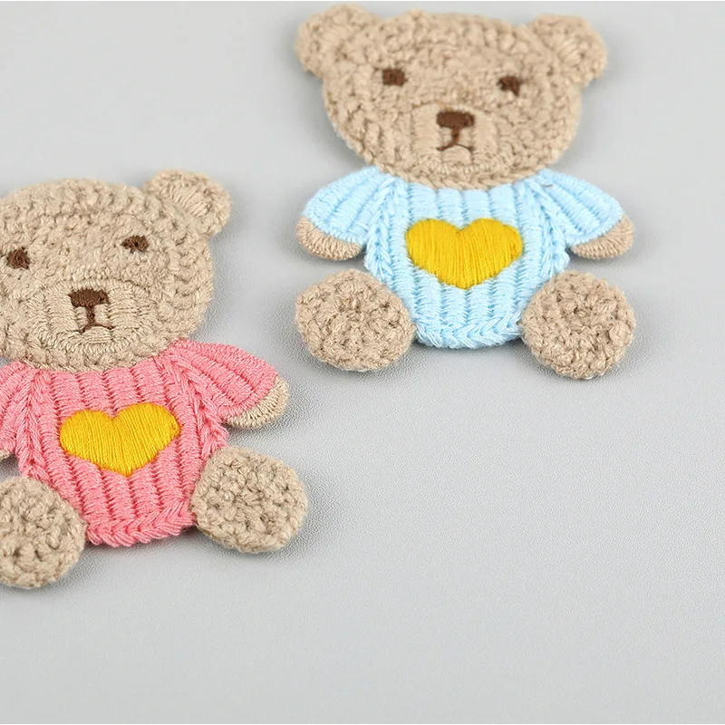 10 Stück 4,8*6,5cm Cartoon-Stickerei-Bären-Applikationen für DIY-Kopfbedeckungen, Haarspangen, Bastelarbeiten, Dekoration, Kleidung, Aufnäher, Accessoires – Detail 11