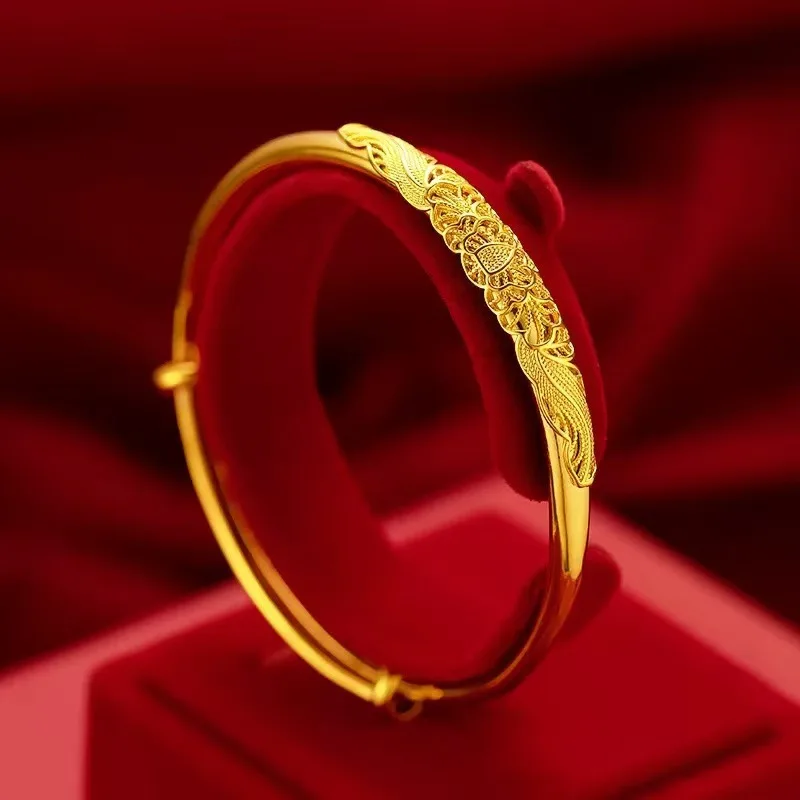 

Браслет-трансформер «Дракон и Феникс» для женщин, 24-каратное золото AU999, придает коже сияние.