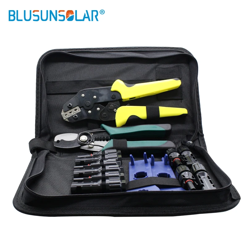 Alat Tang Crimping Kit untuk Kabel Surya Konektor Listrik Panel Surya Kabel PV 2.5-6 Set Konektor Termianls Laki-laki Perempuan