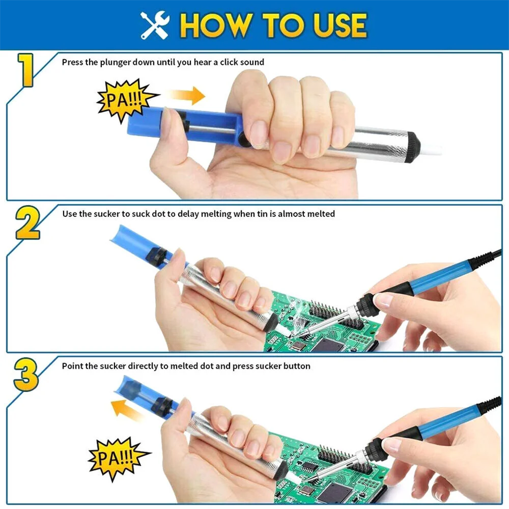 Aluminium Desoldering Suction Pump Tool Solder Sucker Suction Tin Pen Removal Device Blue Vacuum Desoldering Pump Tool