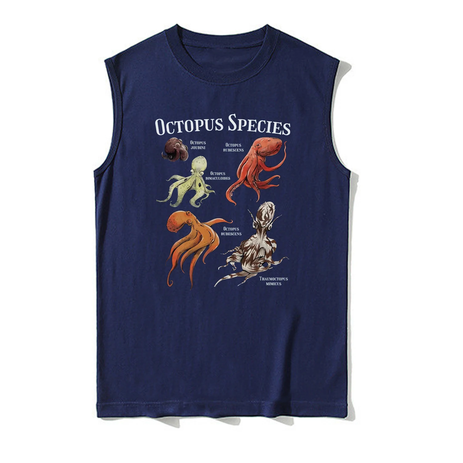 Marine Organism Octopus Species Scuba Diving Vest 100% Cotton O-Neck Tank Top Summer Casual Mens Sleeveless T-shirt